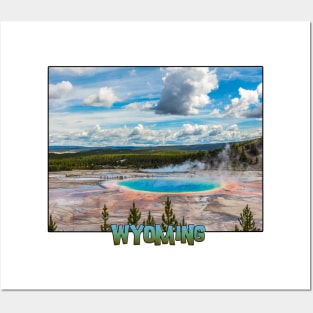 Wyoming State Outline (Yellowstone National Park) Posters and Art